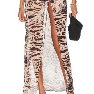REVOLVE Wild Pattern Maxi Skirt - Black and Tan